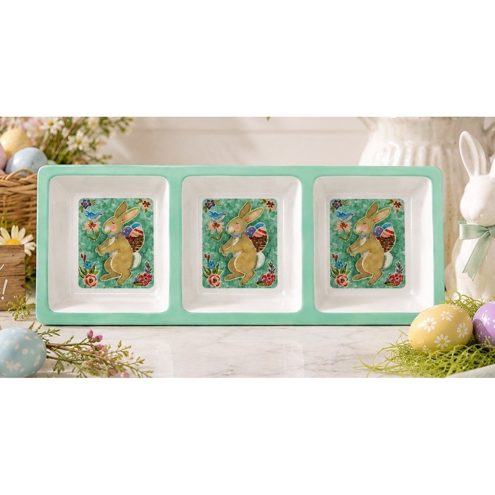 NEW Certified‎ International Joy of Easter 3 Divided Tray Melamine So Pretty